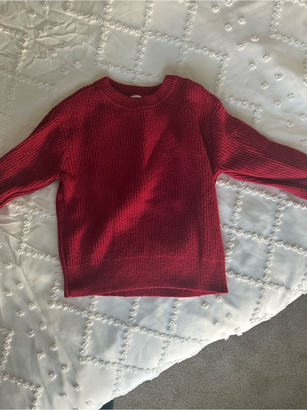 GAP Deep Red Ribbed Crew Sweater